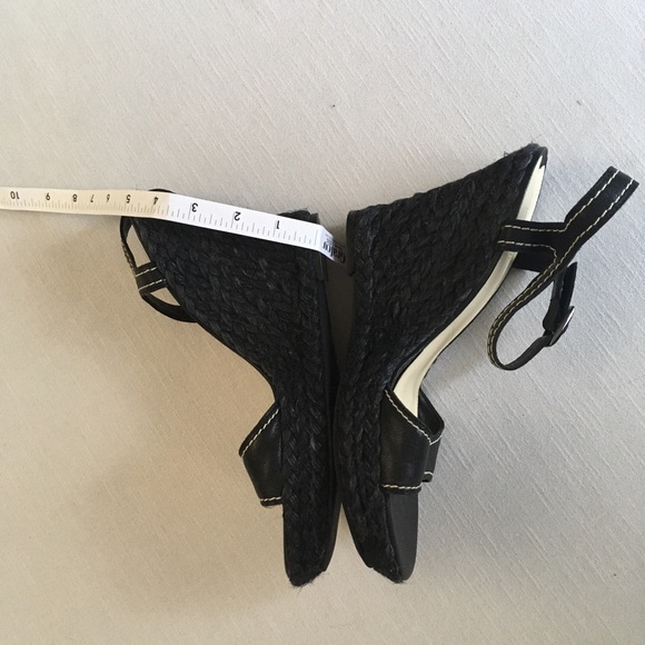 Via Spiga Espadrille Wedge Leather Sandals Black - Picture 12 of 12